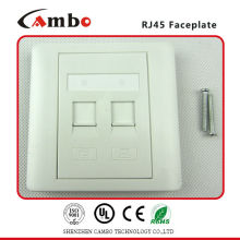 China Manufacturer Network Faceplate White Color 86 X 86mm 2 Port RJ45 Faceplate